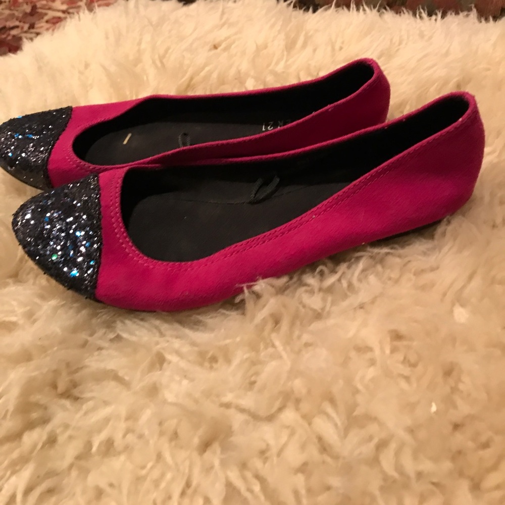 Pink Sequin Cap Toe Ballet Flats